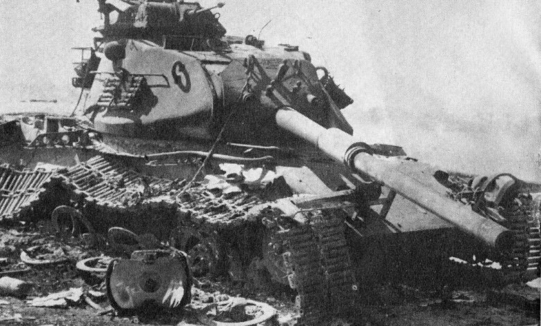 An Israeli M60 Patton tank destroyed in the Sinai